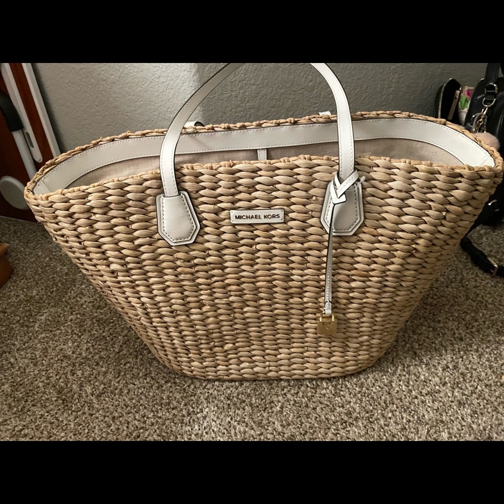 Michael Kors woven straw tote